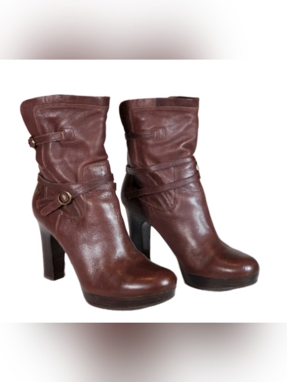 UGG Olivia 1005645 High Heel Leather Platform Boots 7.5